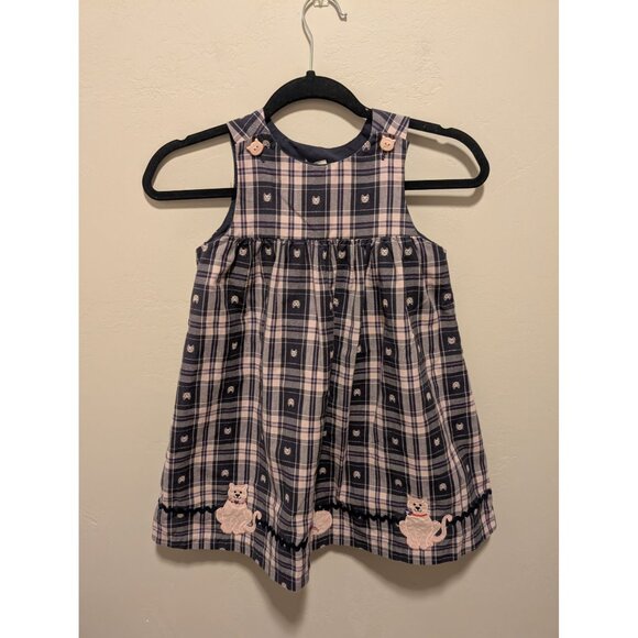 Sophie Rose Girls 6X Embroidered Plaid Cat Dress - Picture 1 of 4
